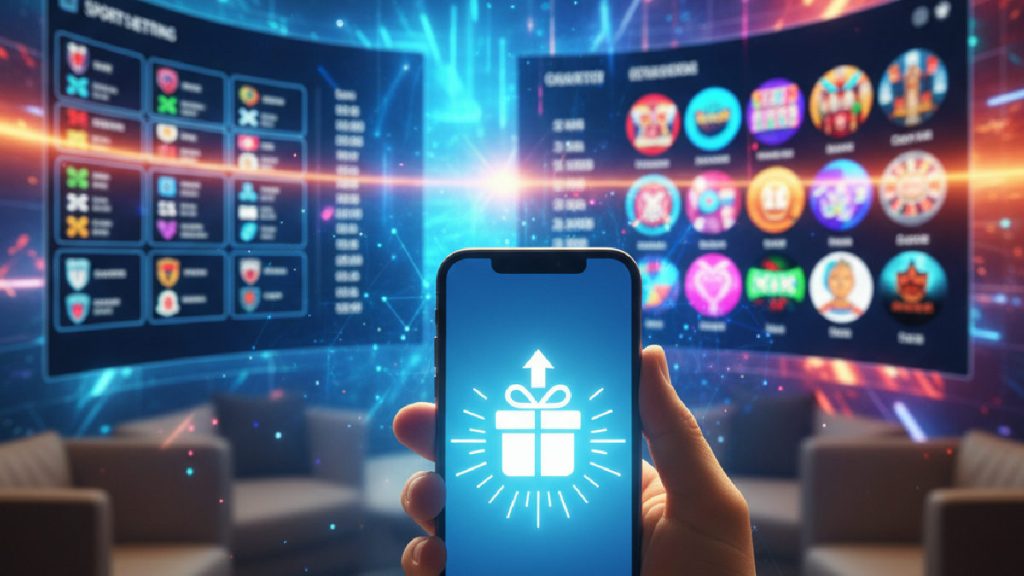 Online bahis sitesinin deneme bonusu veren arayüzünü gösteren, parlak ve çekici bir görsel.