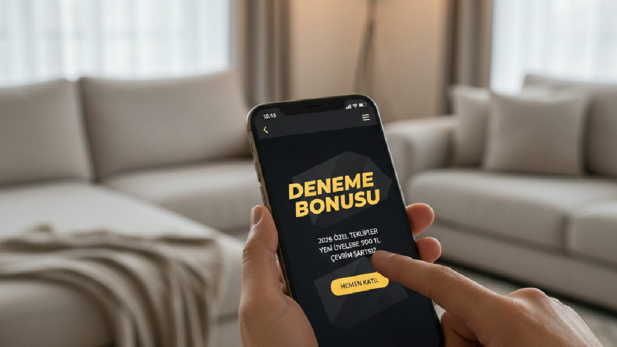 Mobil bahis uygulamasında 2026 deneme bonusu detaylarını inceleyen bir kullanıcının yakın çekim görüntüsü.