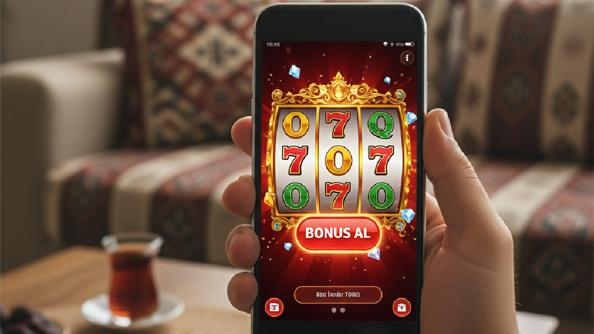 Mobil üzerinden bonus talep eden oyuncunun telefonunu gösteren detaylı görsel.