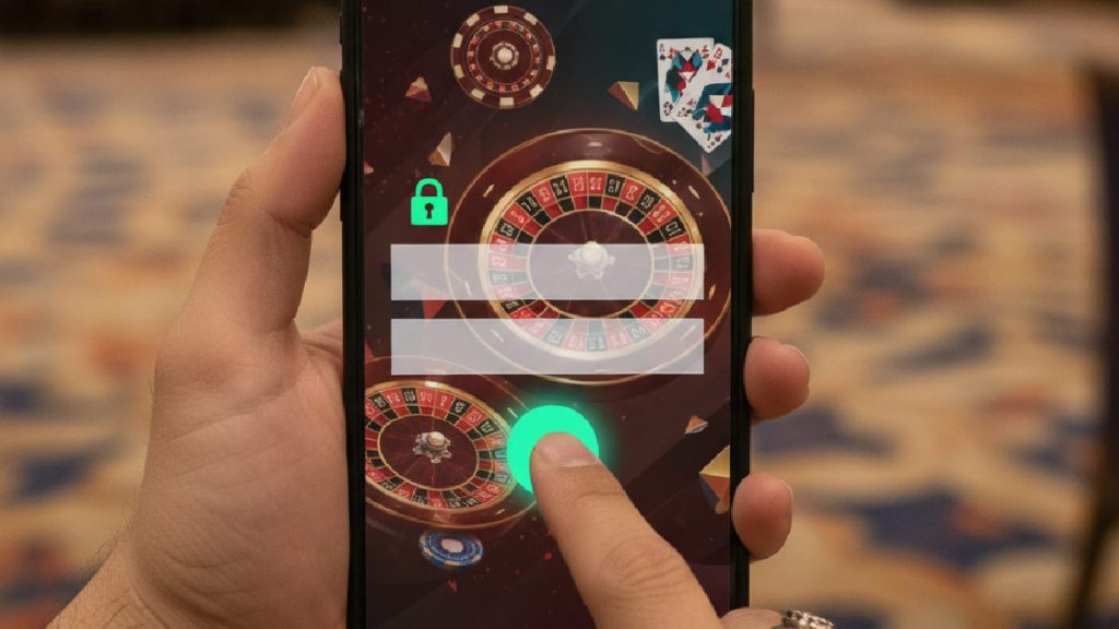 Online casino giriş ekranı ve güçlü hesap güvenliği önlemleri.