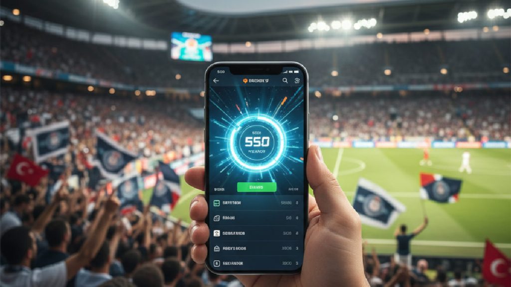 Futbol arenasında parlayan 2026 deneme bonusu fırsatlarını gösteren bir bahis arayüzü.